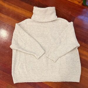 Zara Gray Ribbed Turtleneck Sweater